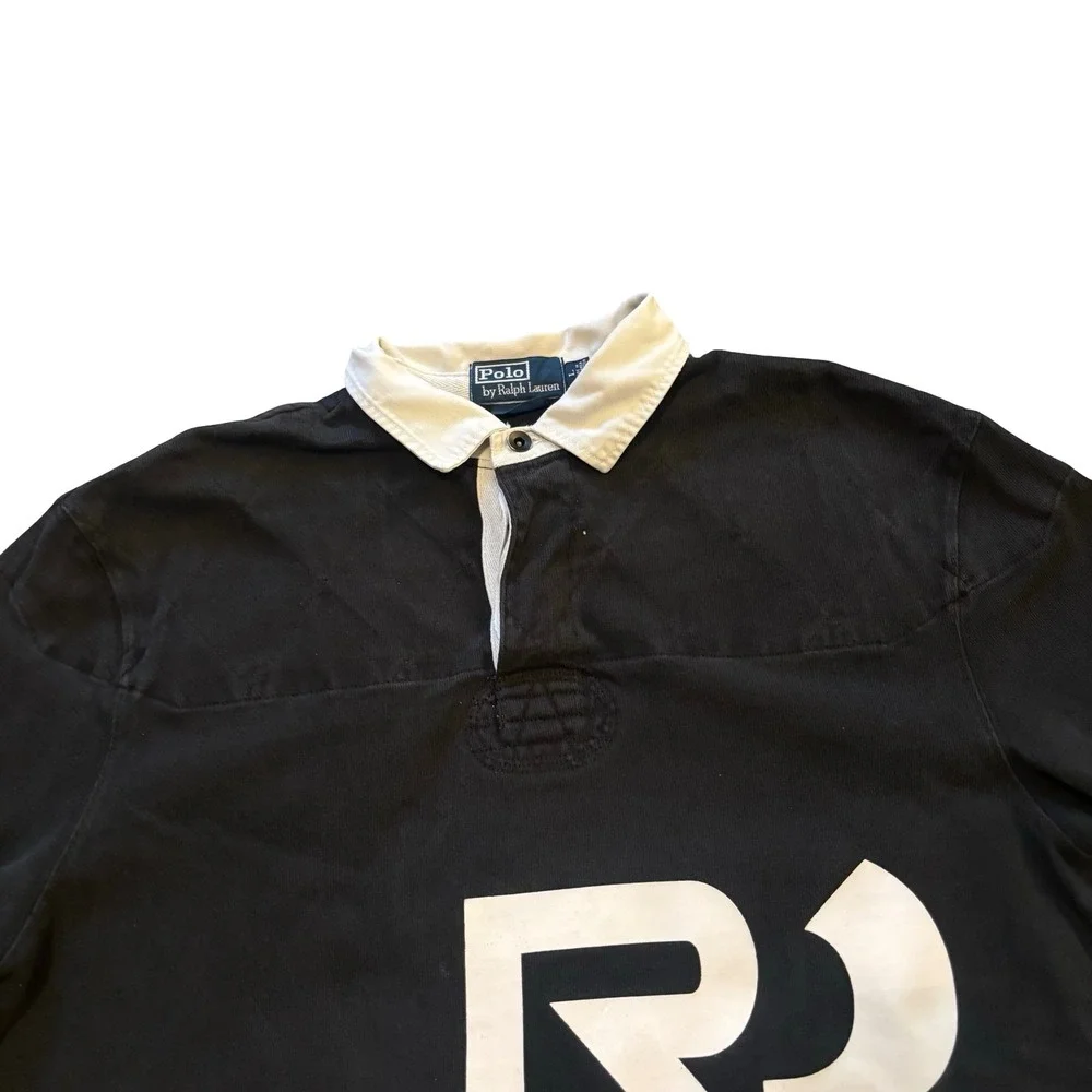 Polo Ralph Lauren Mens Custom Fit Graphic Rugby Shirt Black R3 067 Size L